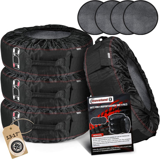 Housses de rangement pour pneus — indéchirable, anti-poussière, Lot de 4, 13-17 Pouces